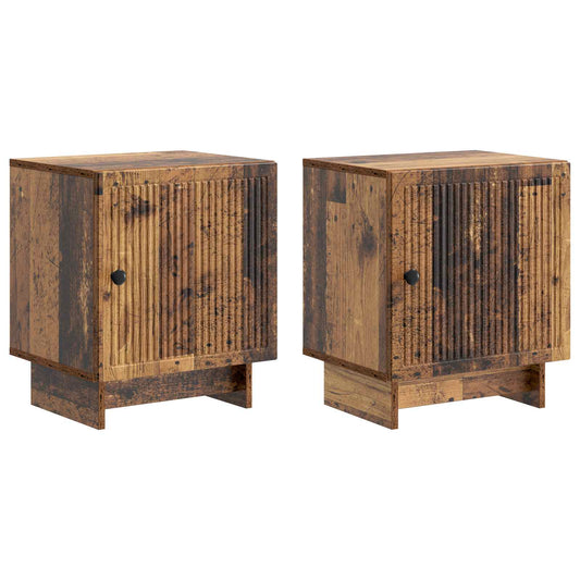 vidaXL Κομοδίνο 2 τμχ. Παλαιωμένο ξύλο 43 x 34,5 x 50 εκ