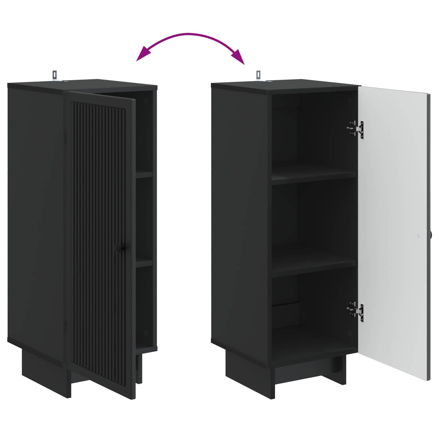 vidaXL Πλαϊνό γραφείο Μαύρο 33 x 34,5 x 90 εκ Επεξεργασμένο Ξύλο