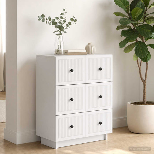 vidaXL Ντουλάπι με Συρτάρια Λευκό 66 x 34,5 x 90 εκ Επεξεργασμένο Ξύλο
