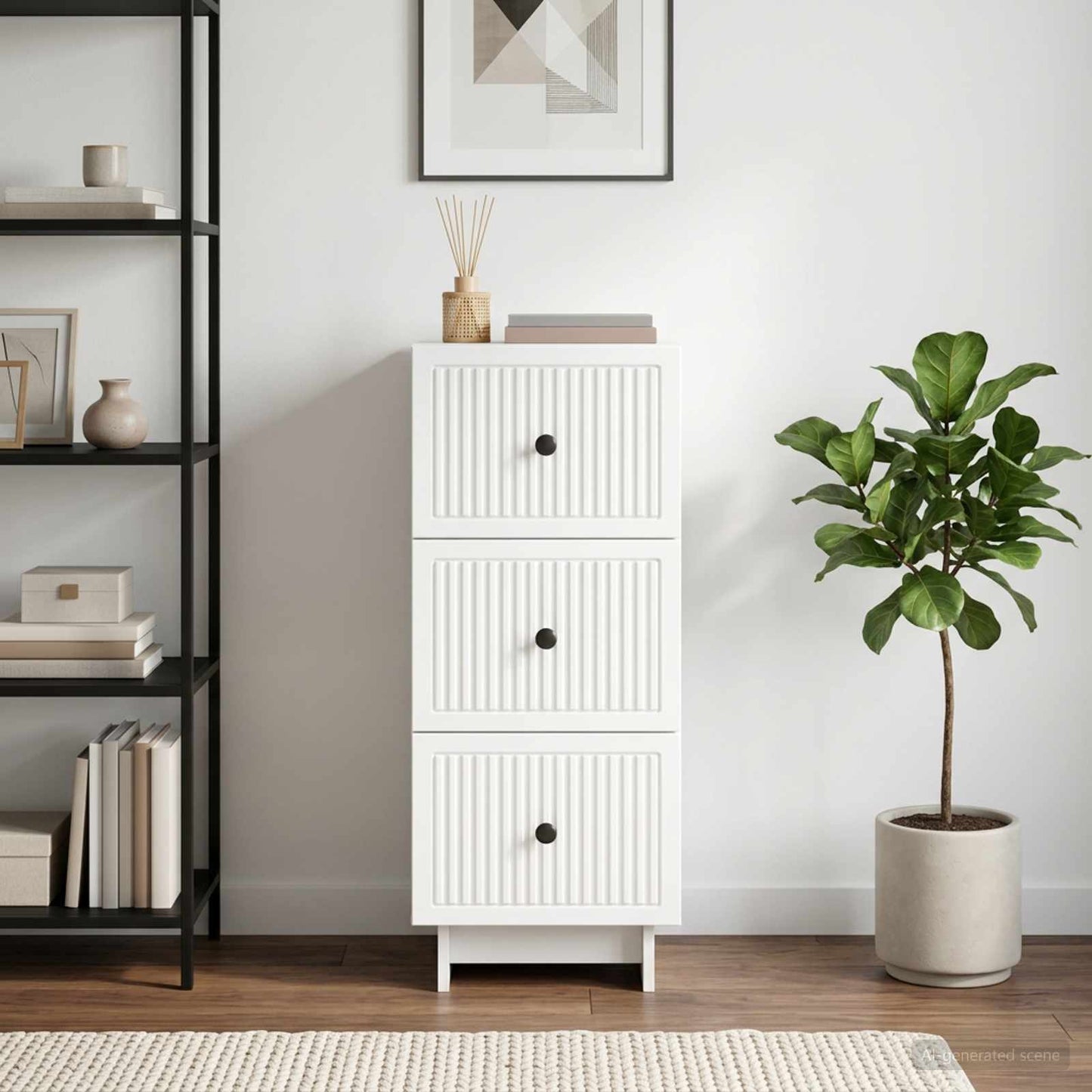 vidaXL Ντουλάπι με Συρτάρια Λευκό 33 x 34,5 x 90 εκ Επεξεργασμένο Ξύλο