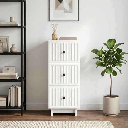 vidaXL Ντουλάπι με Συρτάρια Λευκό 33 x 34,5 x 90 εκ Επεξεργασμένο Ξύλο