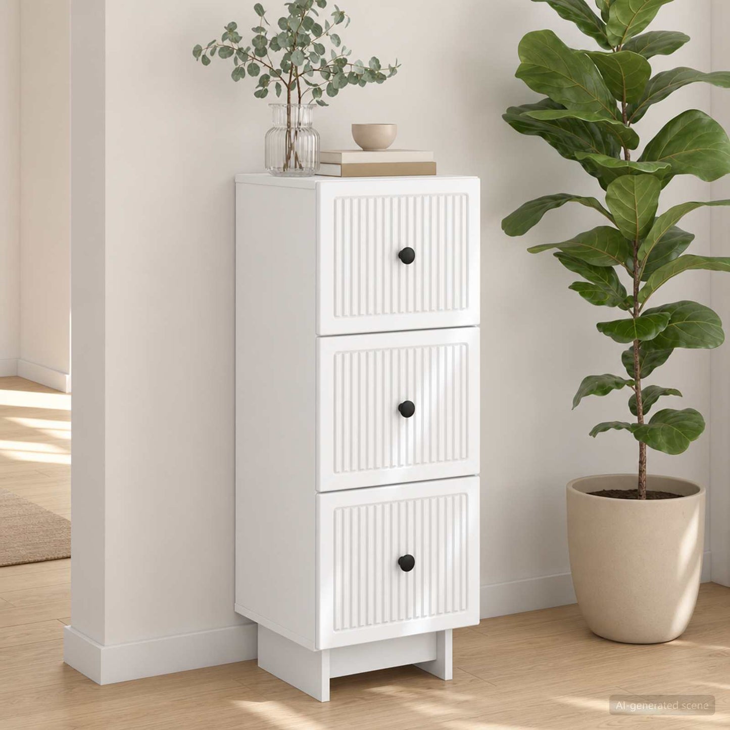 vidaXL Ντουλάπι με Συρτάρια Λευκό 33 x 34,5 x 90 εκ Επεξεργασμένο Ξύλο