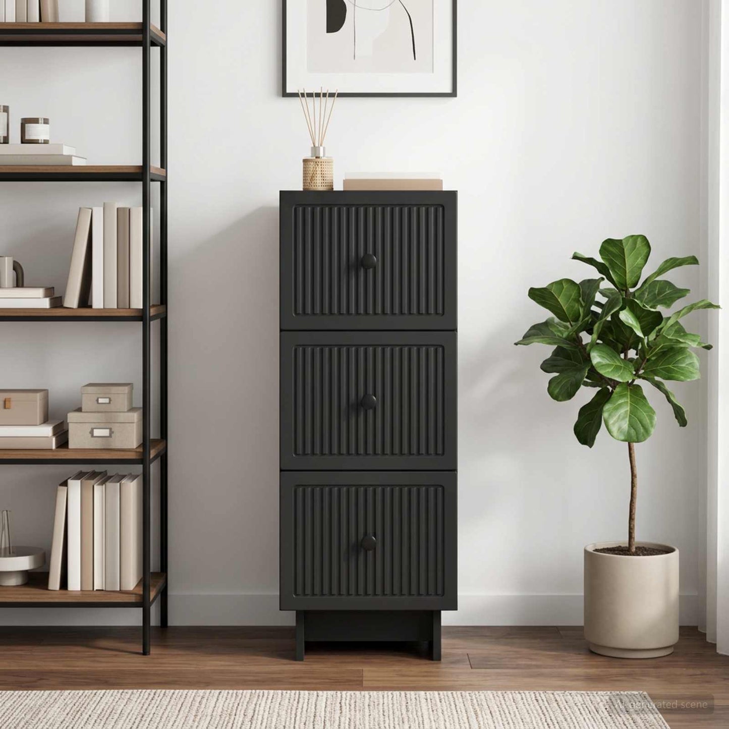 vidaXL Ντουλάπι με Συρτάρια Μαύρο 33 x 34,5 x 90 εκ Επεξεργασμένο Ξύλο