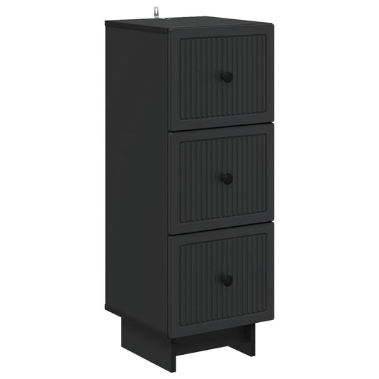 vidaXL Ντουλάπι με Συρτάρια Μαύρο 33 x 34,5 x 90 εκ Επεξεργασμένο Ξύλο