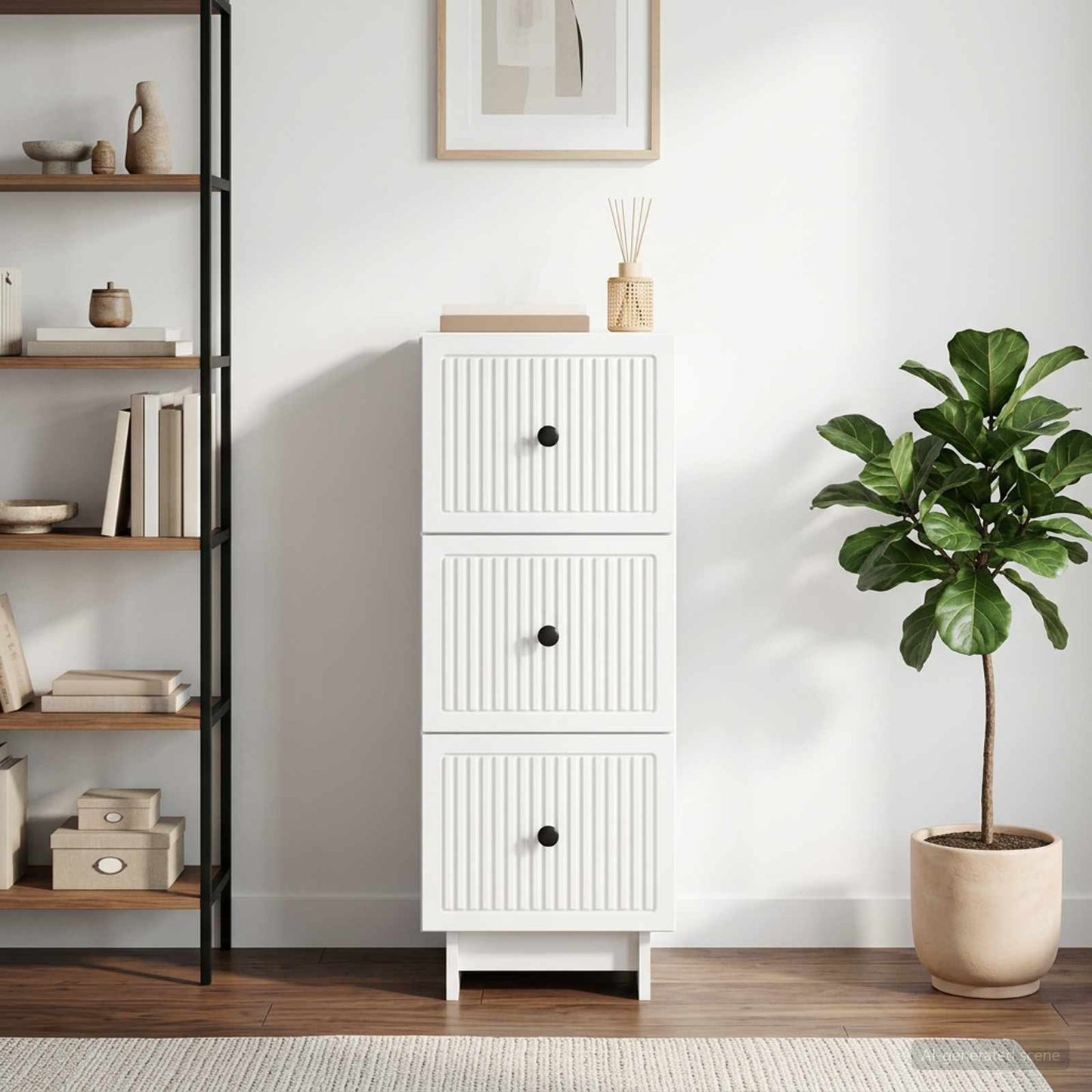 vidaXL Ντουλάπι με Συρτάρια Γυαλιστερό Λευκό 33 x 34,5 x 90 εκ