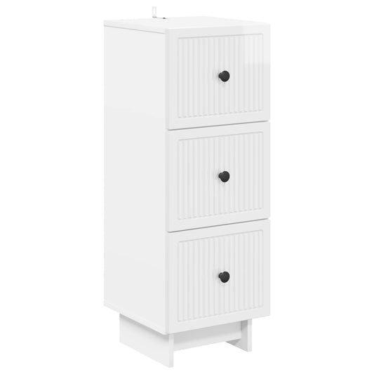 vidaXL Ντουλάπι με Συρτάρια Γυαλιστερό Λευκό 33 x 34,5 x 90 εκ