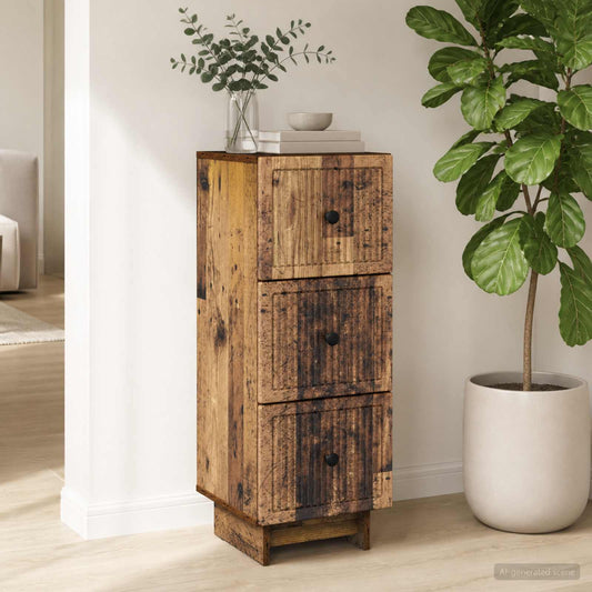 vidaXL Ντουλάπι με Συρτάρια Παλαιωμένο ξύλο 33 x 34,5 x 90 εκ