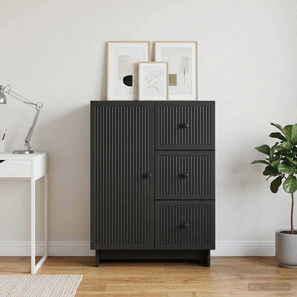 vidaXL Πλαϊνό γραφείο Μαύρο 66 x 34,5 x 90 εκ Επεξεργασμένο Ξύλο