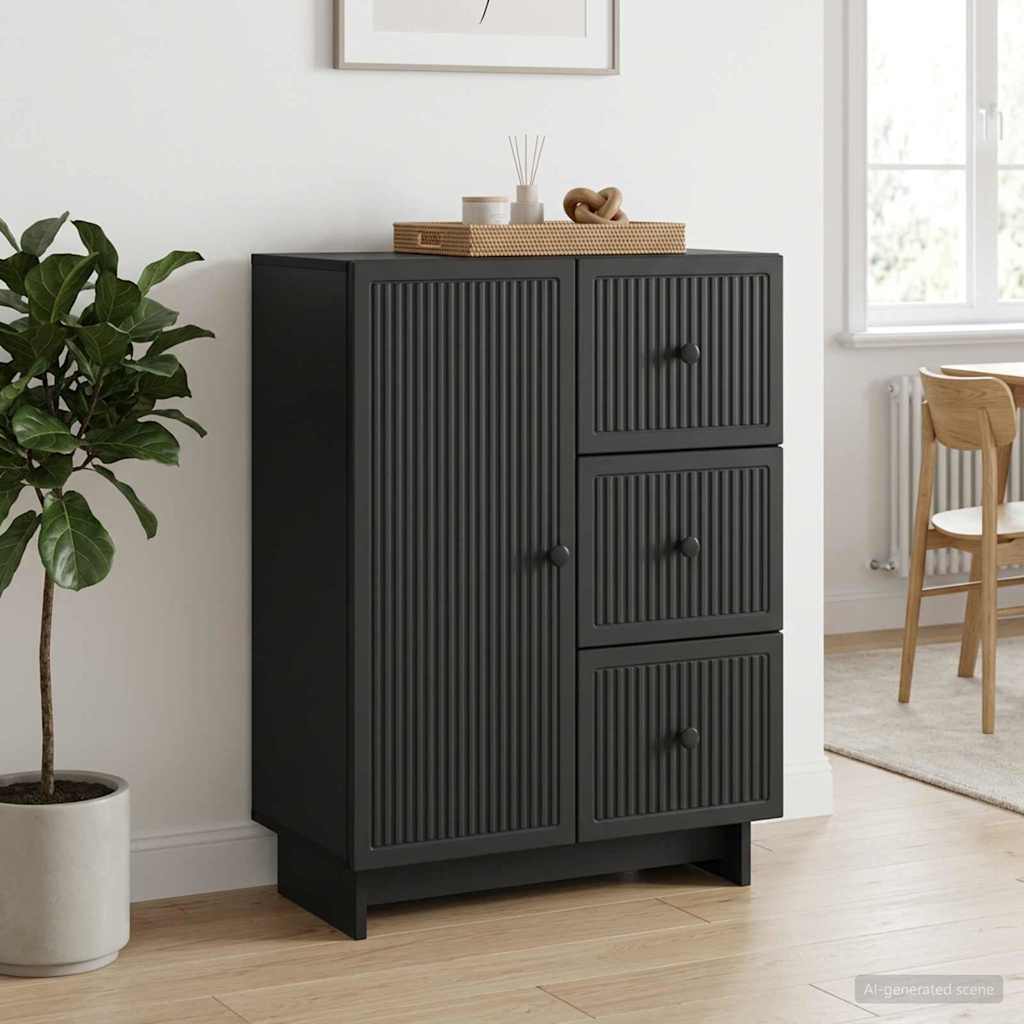 vidaXL Πλαϊνό γραφείο Μαύρο 66 x 34,5 x 90 εκ Επεξεργασμένο Ξύλο