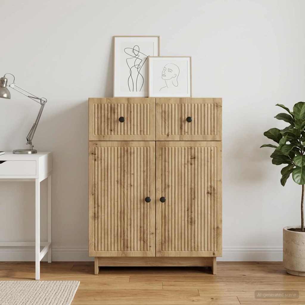 vidaXL Πλαϊνό γραφείο Artisan Δρυς 66 x 34,5 x 90 εκ