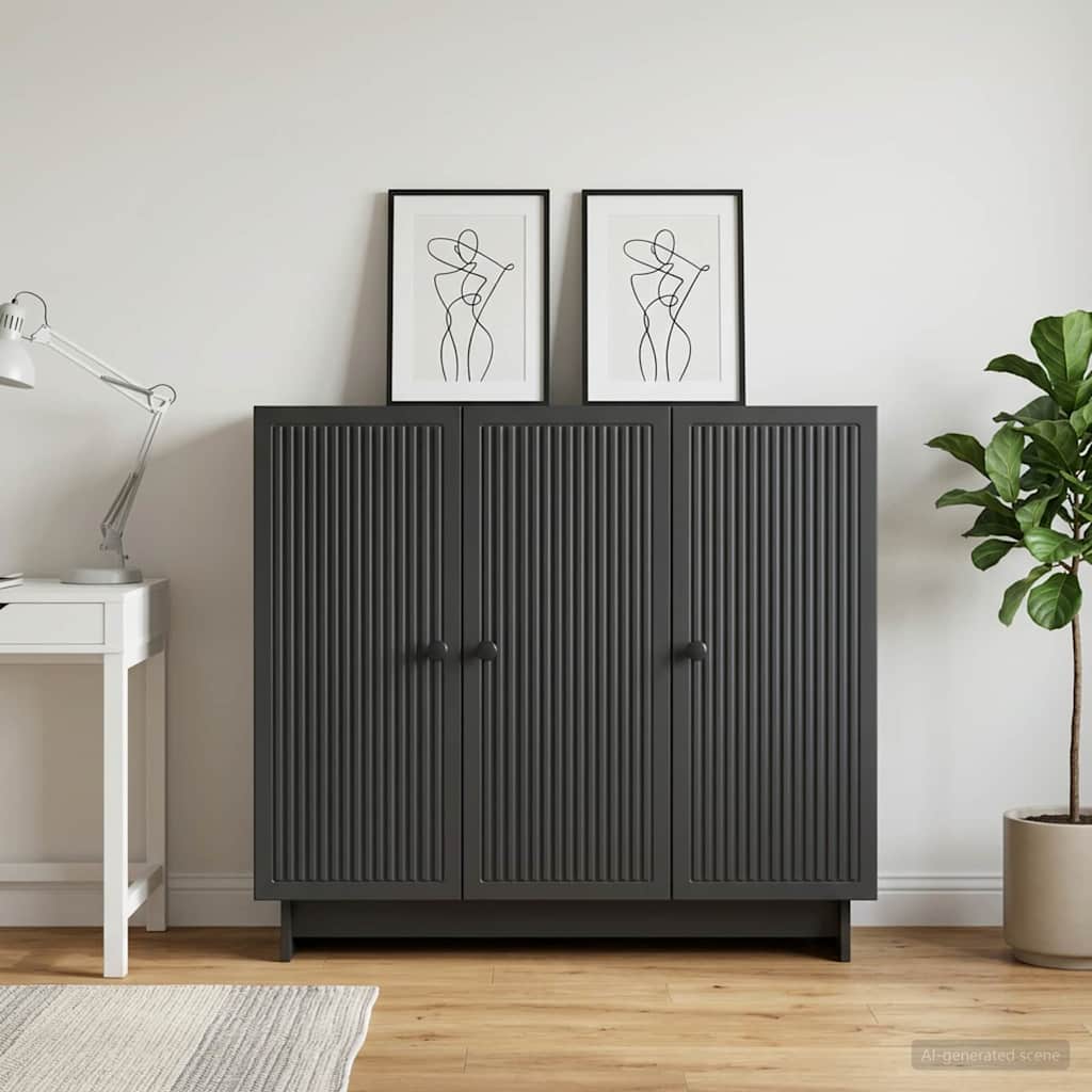 vidaXL Πλαϊνό γραφείο Μαύρο 89 x 34,5 x 80 εκ Επεξεργασμένο Ξύλο