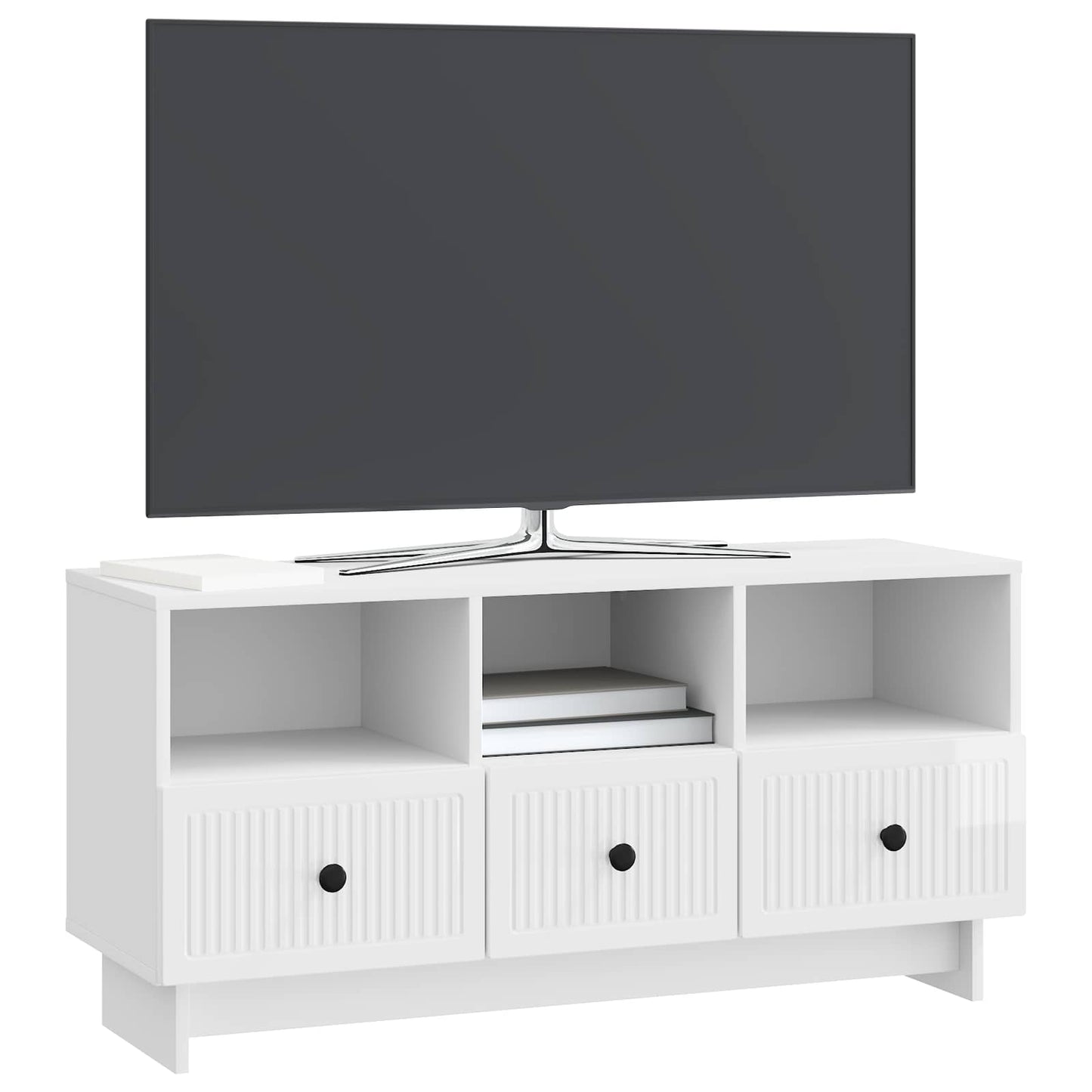 vidaXL Ντουλάπι TV με συρτάρι Γυαλιστερό Λευκό 102 x 34,5 x 50 εκ.
