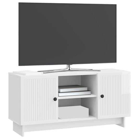 vidaXL Ντουλάπι TV 102 x 34,5 x 50 εκ. Γυαλιστερό Λευκό
