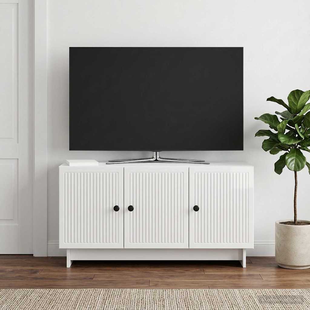 vidaXL Ντουλάπι TV 99 x 34,5 x 50 εκ. Γυαλιστερό Λευκό