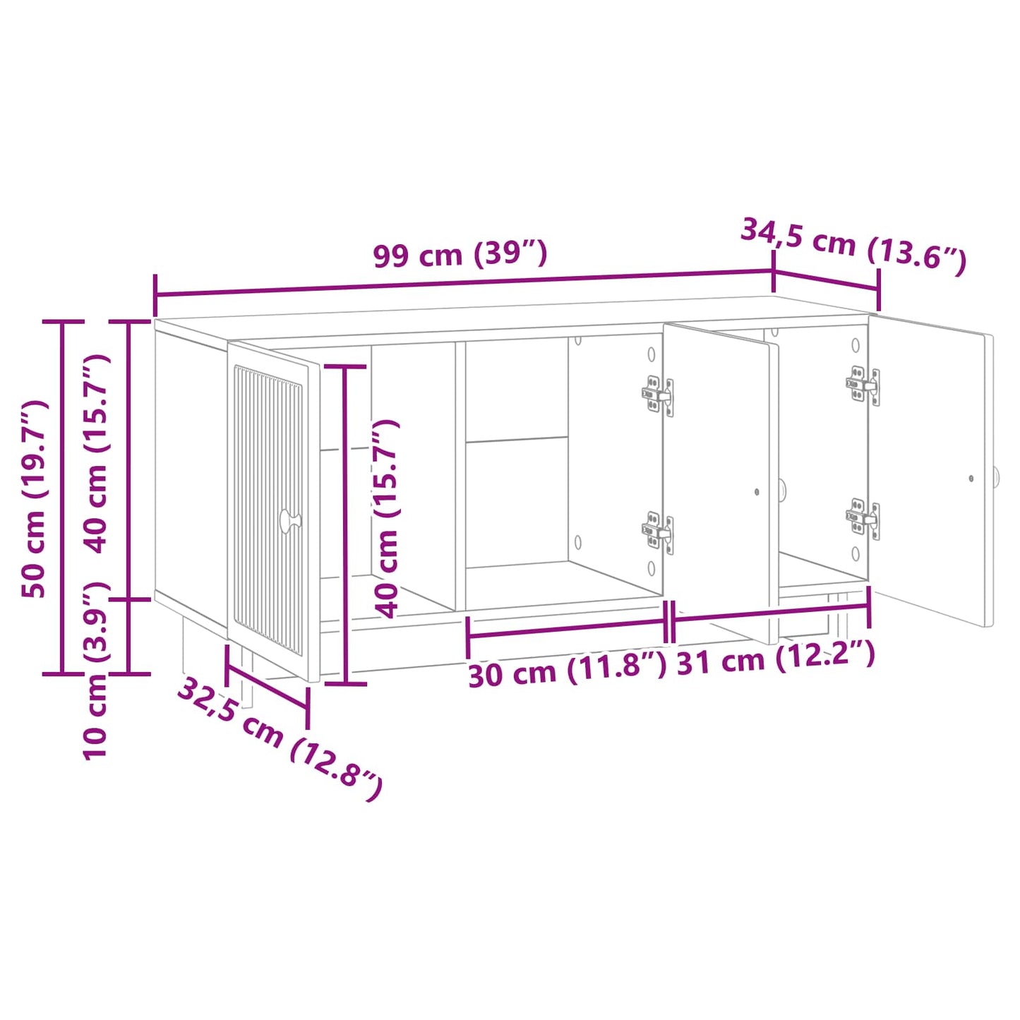 vidaXL Ντουλάπι TV Παλαιωμένο ξύλο 99 x 34,5 x 50 εκ.