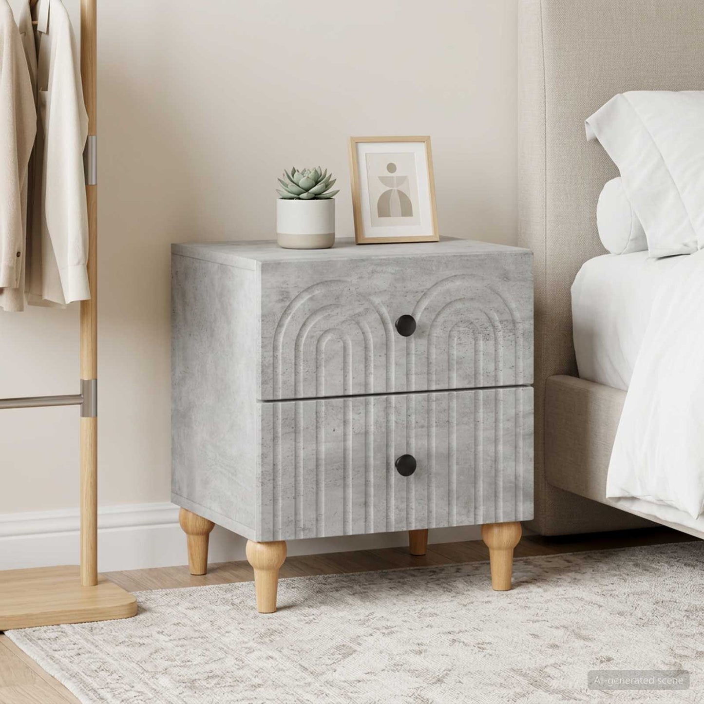 vidaXL Κομοδίνο 2 τμχ. Γκρι Σκυροδέματος 43 x 34,5 x 48 εκ