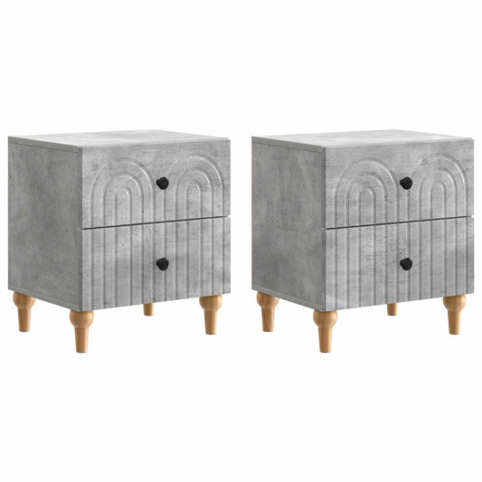 vidaXL Κομοδίνο 2 τμχ. Γκρι Σκυροδέματος 43 x 34,5 x 48 εκ