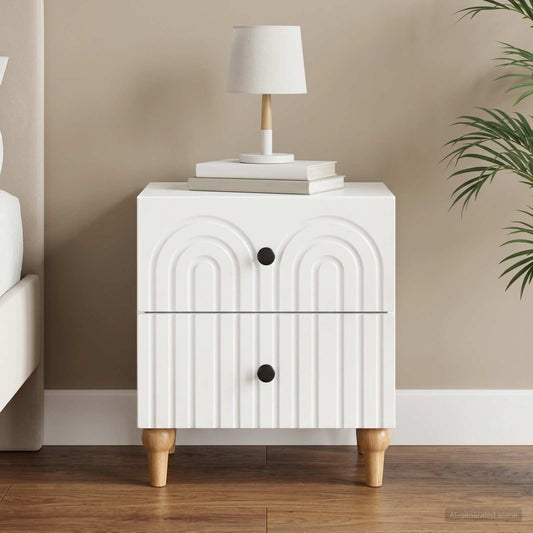 vidaXL Κομοδίνο Γυαλιστερό Λευκό 43 x 34,5 x 48 εκ Επεξεργασμένο Ξύλο