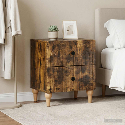 vidaXL Κομοδίνο 2 τμχ. Καπνισμένο Ξύλο Δρυός 43 x 34,5 x 48 εκ