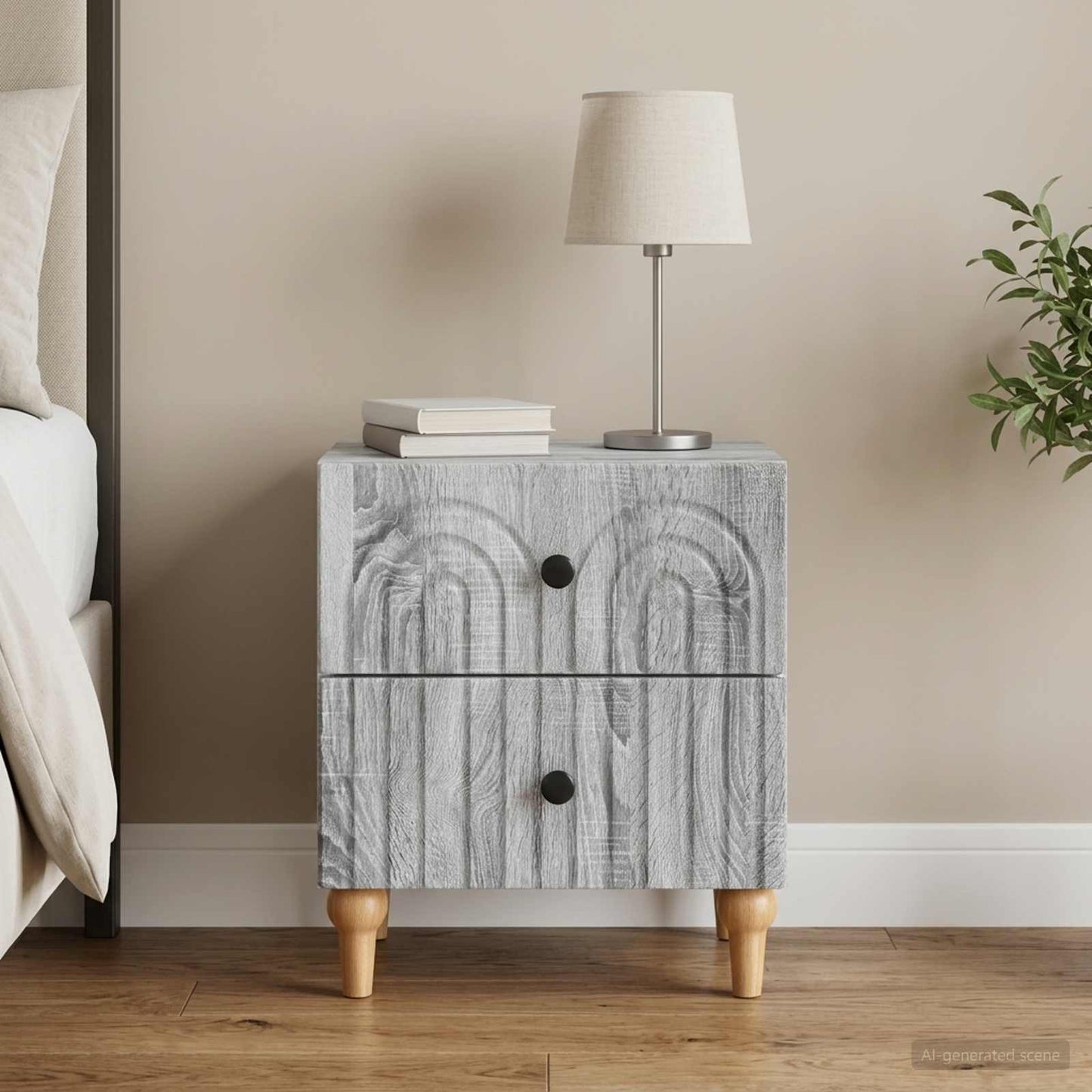 vidaXL Κομοδίνο Γκρι Sonoma 43 x 34,5 x 48 εκ Επεξεργασμένο Ξύλο