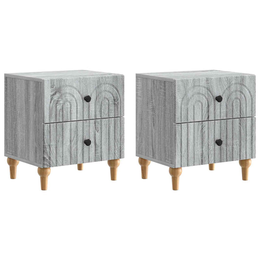 vidaXL Κομοδίνο 2 τμχ. Γκρι Sonoma 43 x 34,5 x 48 εκ
