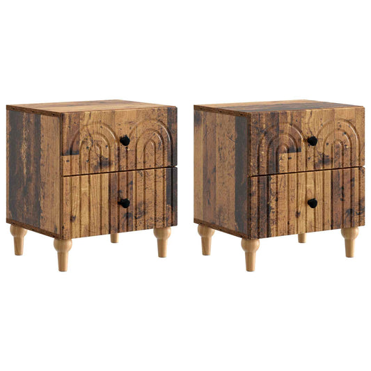 vidaXL Κομοδίνο 2 τμχ. Παλαιωμένο ξύλο 43 x 34,5 x 48 εκ