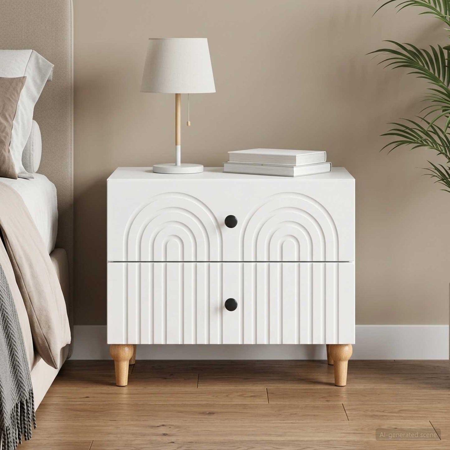 vidaXL Κομοδίνο με συρτάρι Λευκό 62 x 34,5 x 48 εκ Επεξεργασμένο Ξύλο