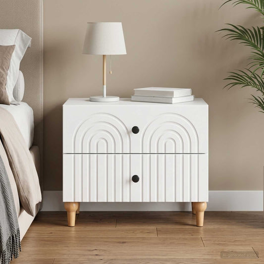 vidaXL Κομοδίνο με συρτάρι Λευκό 62 x 34,5 x 48 εκ Επεξεργασμένο Ξύλο