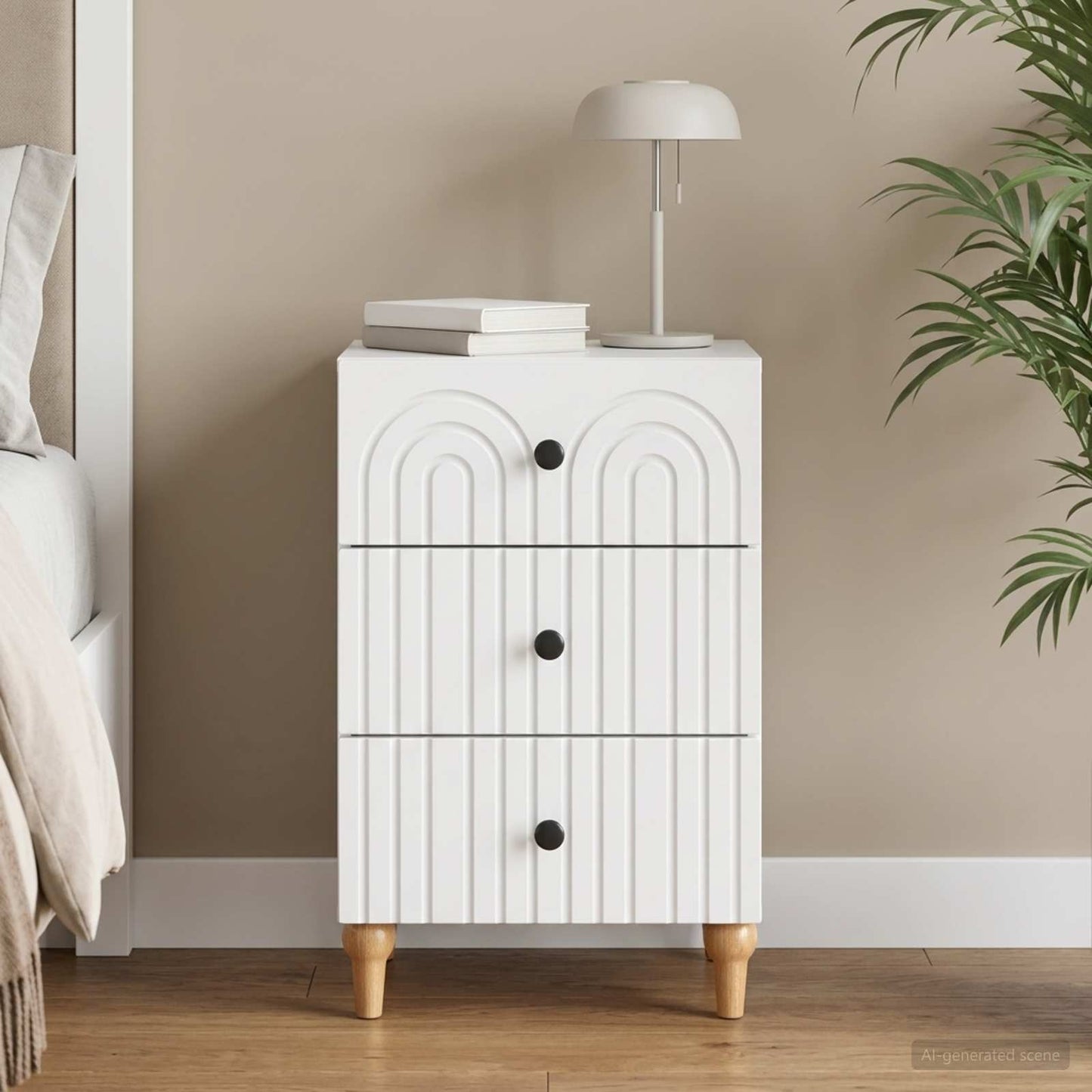 vidaXL Κομοδίνο με συρτάρι Λευκό 43x 41 x 66,5 εκ Επεξεργασμένο Ξύλο