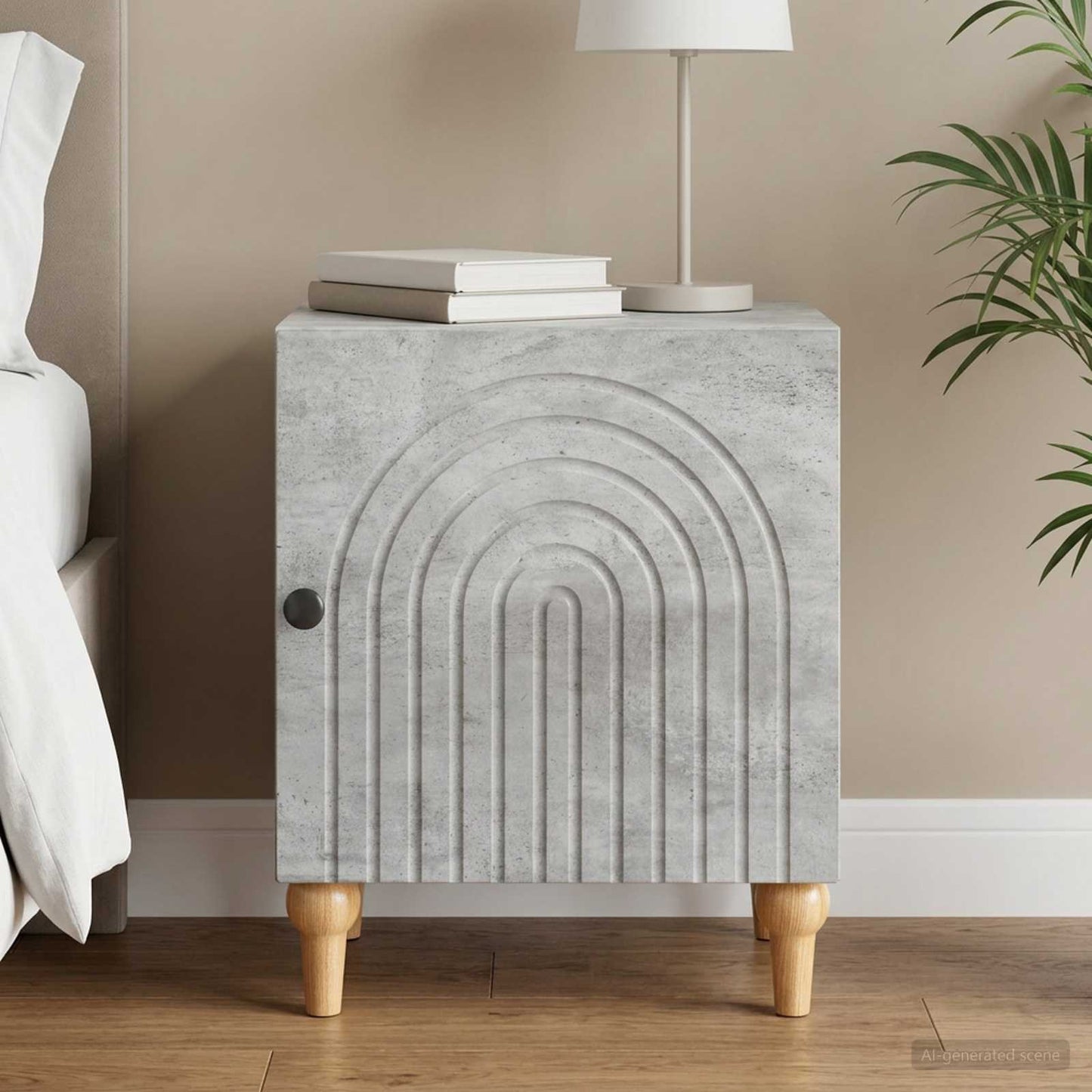 vidaXL Κομοδίνο Γκρι Σκυροδέματος 43 x 34,5 x 50 εκ Επεξεργασμένο Ξύλο