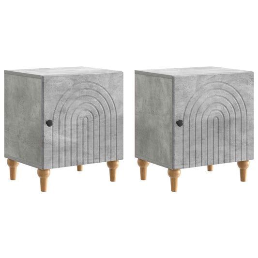 vidaXL Κομοδίνο 2 τμχ. Γκρι Σκυροδέματος 43 x 34,5 x 50 εκ