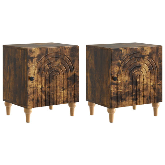 vidaXL Κομοδίνο 2 τμχ. Καπνισμένο Ξύλο Δρυός 43 x 34,5 x 50 εκ
