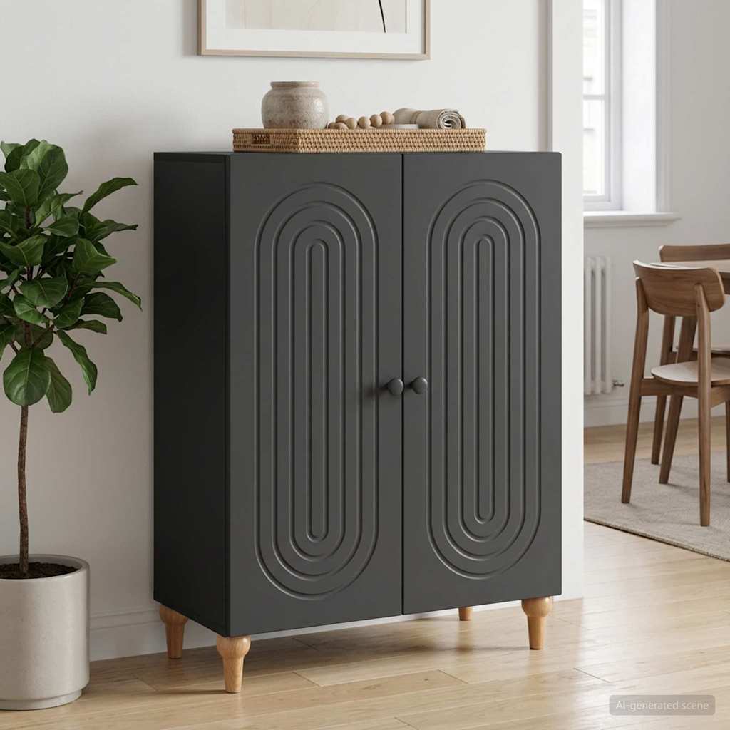 vidaXL Πλαϊνό γραφείο Μαύρο 66 x 34,5 x 90 εκ Επεξεργασμένο Ξύλο
