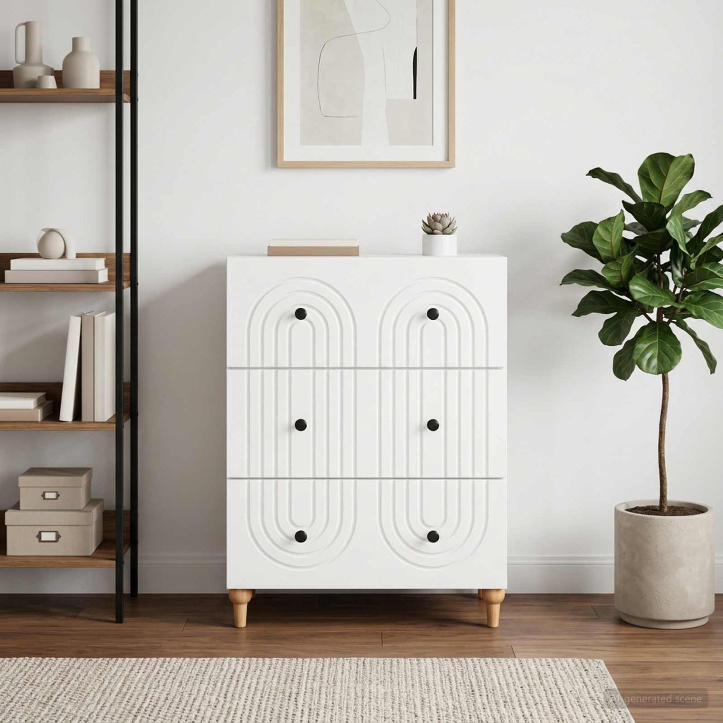 vidaXL Ντουλάπι με Συρτάρια Λευκό 66 x 34,5 x 90 εκ Επεξεργασμένο Ξύλο