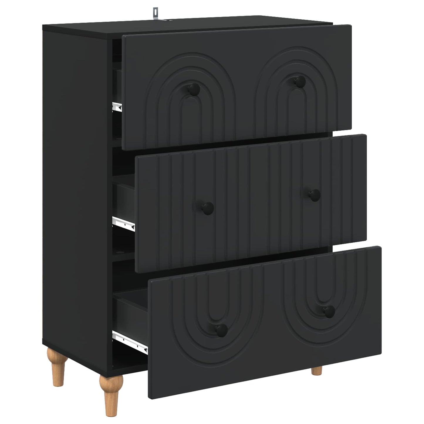 vidaXL Ντουλάπι με Συρτάρια Μαύρο 66 x 34,5 x 90 εκ Επεξεργασμένο Ξύλο