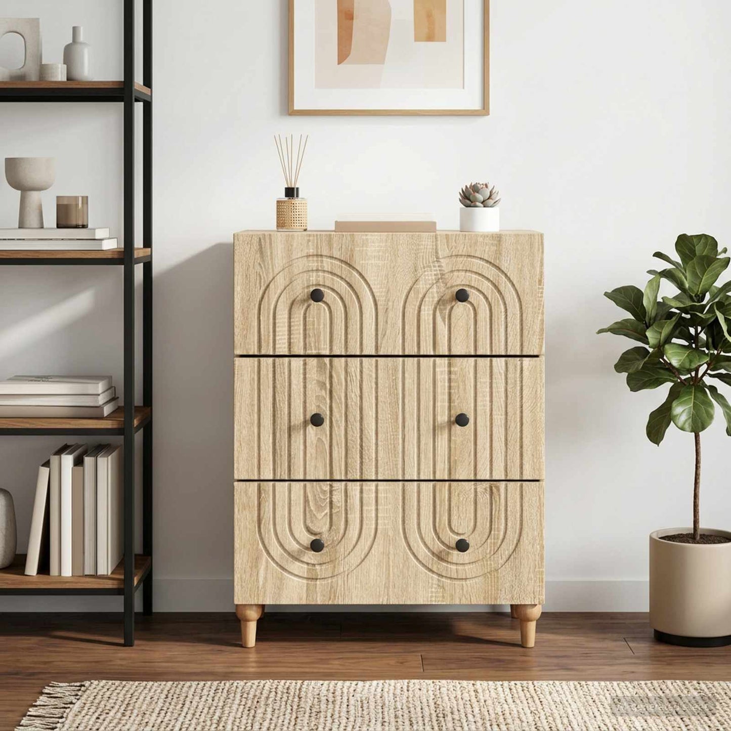 vidaXL Ντουλάπι με Συρτάρια Sonoma Δρυς 66 x 34,5 x 90 εκ