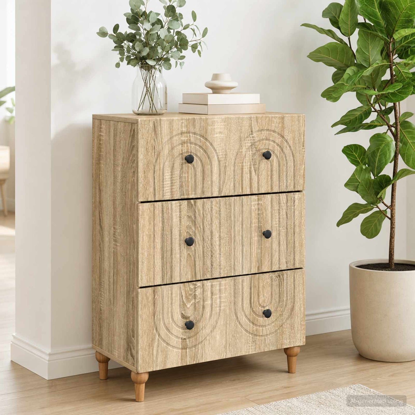 vidaXL Ντουλάπι με Συρτάρια Sonoma Δρυς 66 x 34,5 x 90 εκ