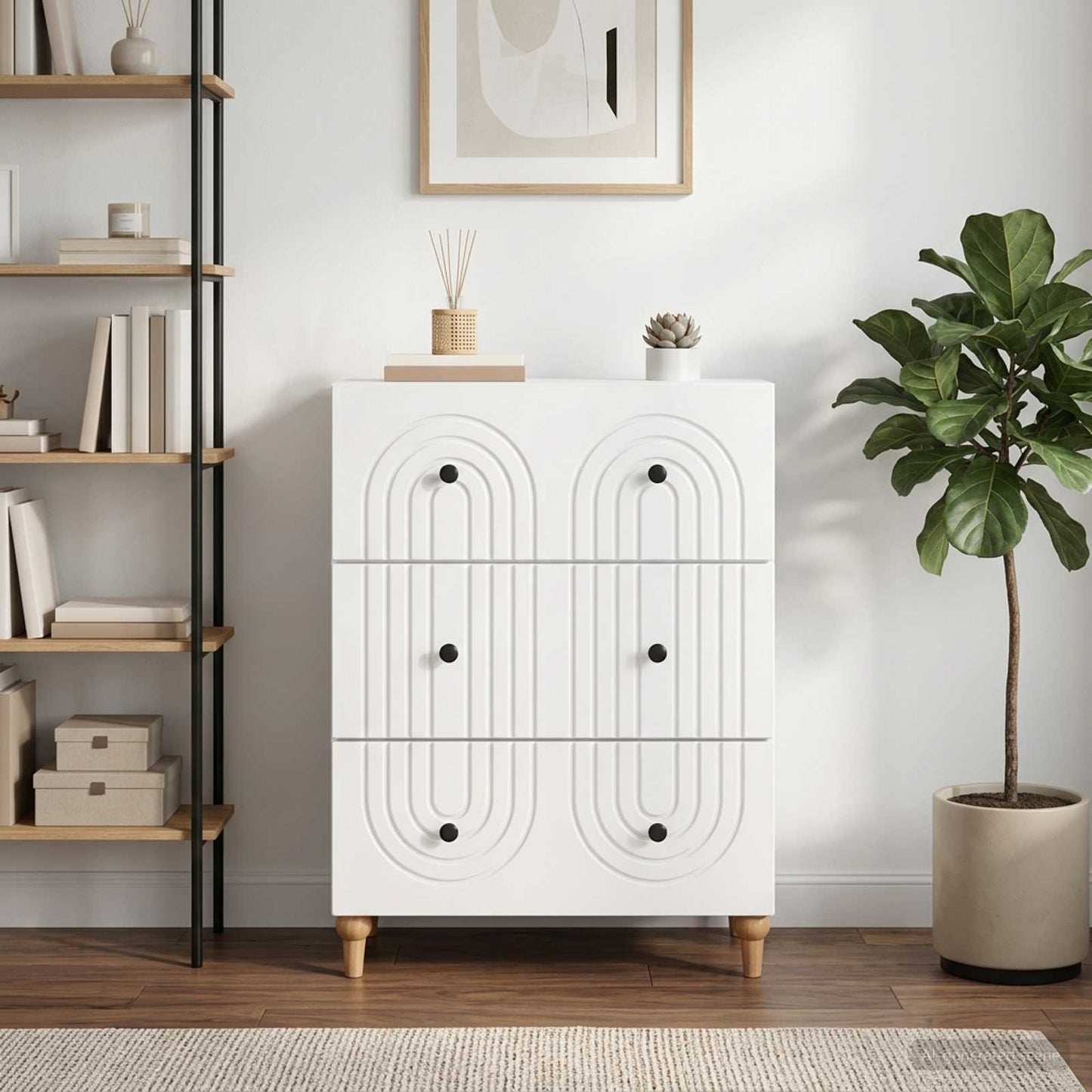 vidaXL Ντουλάπι με Συρτάρια Γυαλιστερό Λευκό 66 x 34,5 x 90 εκ