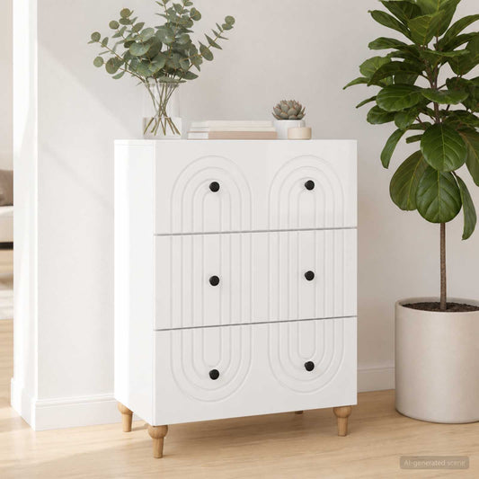 vidaXL Ντουλάπι με Συρτάρια Γυαλιστερό Λευκό 66 x 34,5 x 90 εκ