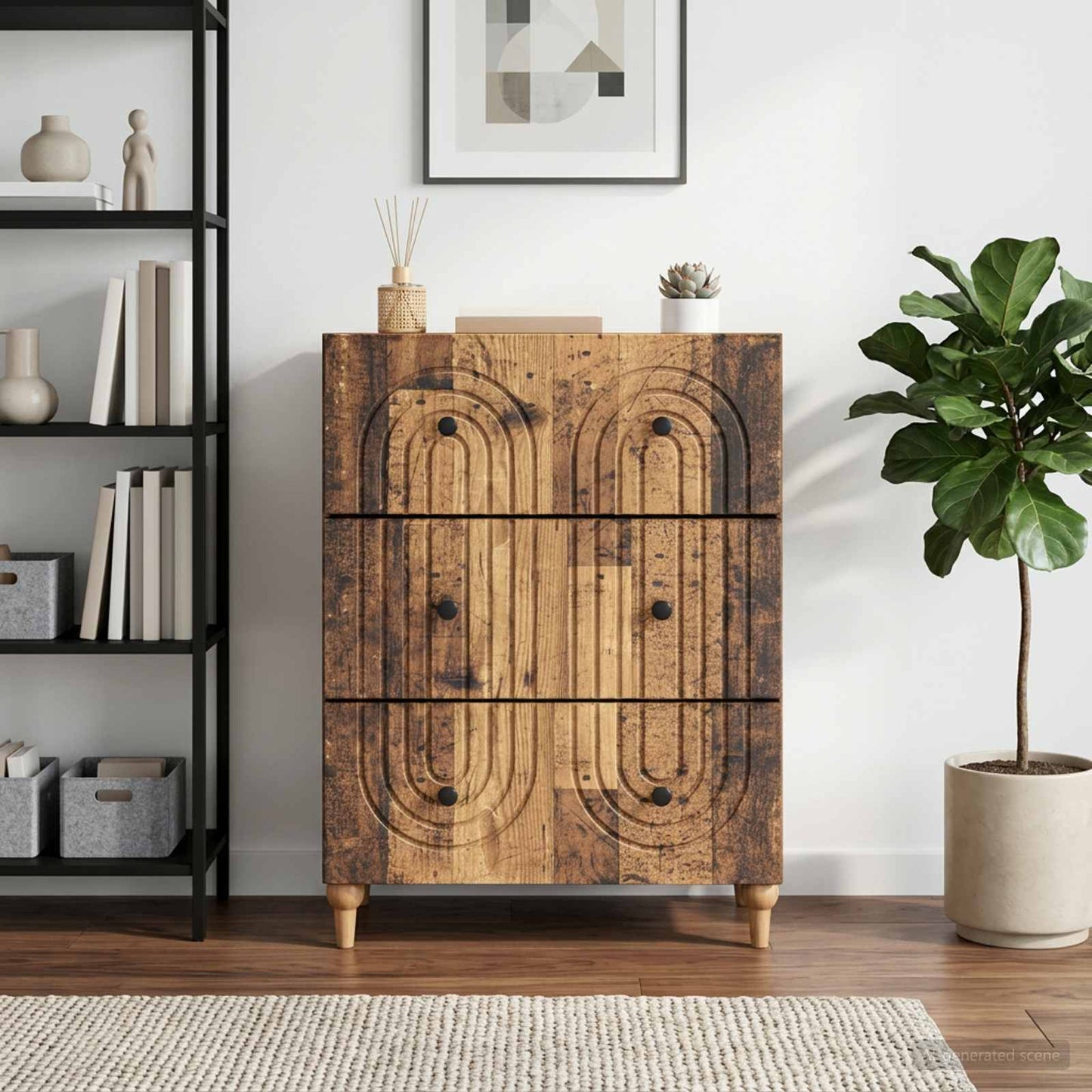 vidaXL Ντουλάπι με Συρτάρια Παλαιωμένο ξύλο 66 x 34,5 x 90 εκ
