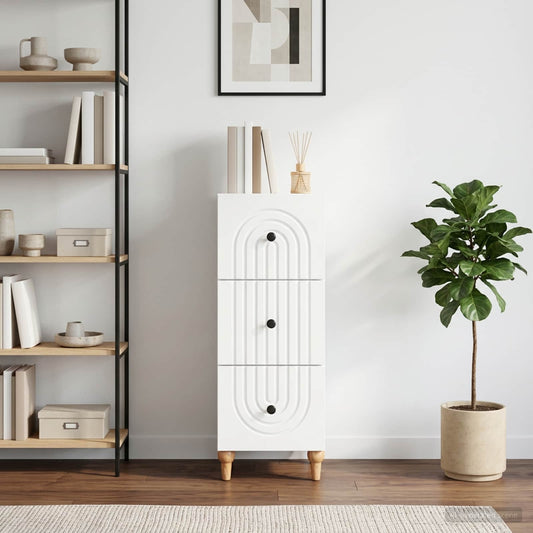 vidaXL Ντουλάπι με Συρτάρια Λευκό 33 x 34,5 x 90 εκ Επεξεργασμένο Ξύλο