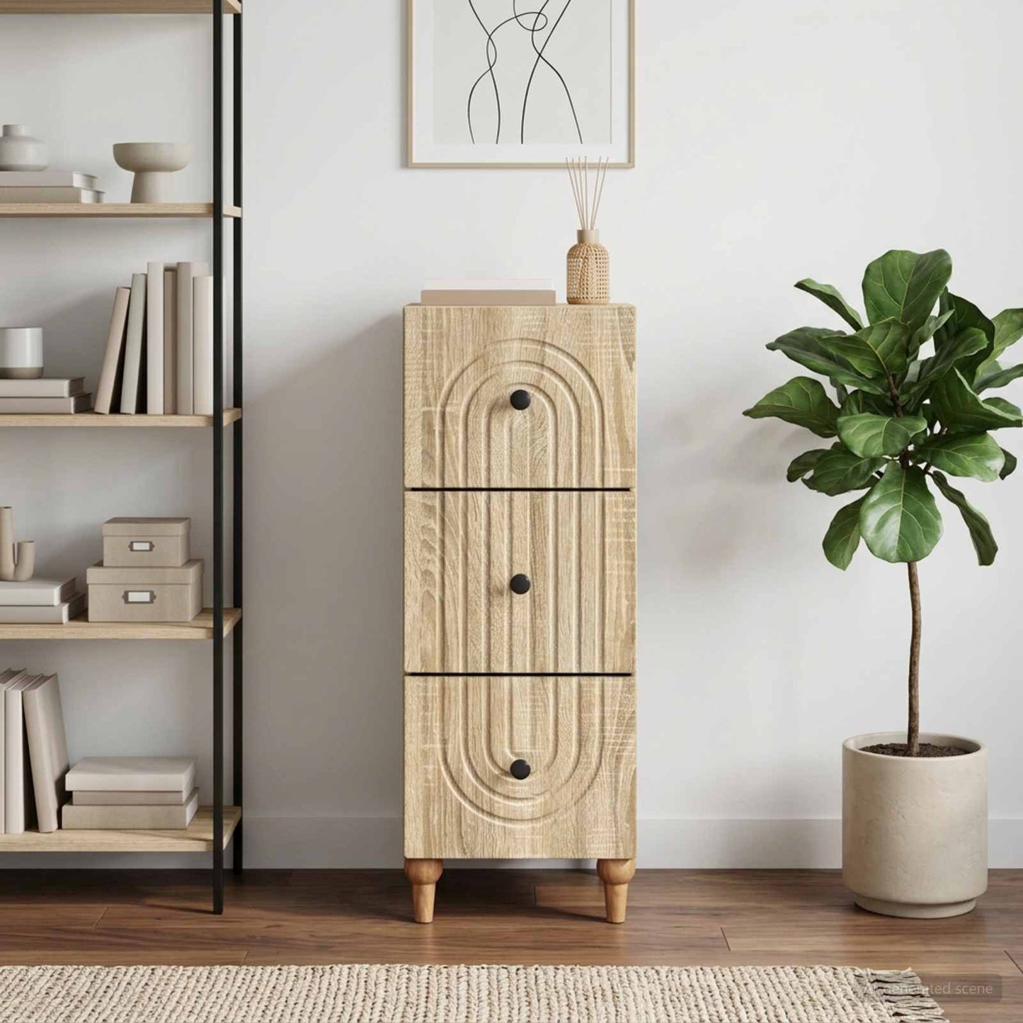 vidaXL Ντουλάπι με Συρτάρια 33 x 34,5 x 90 εκ Επεξεργασμένο Ξύλο