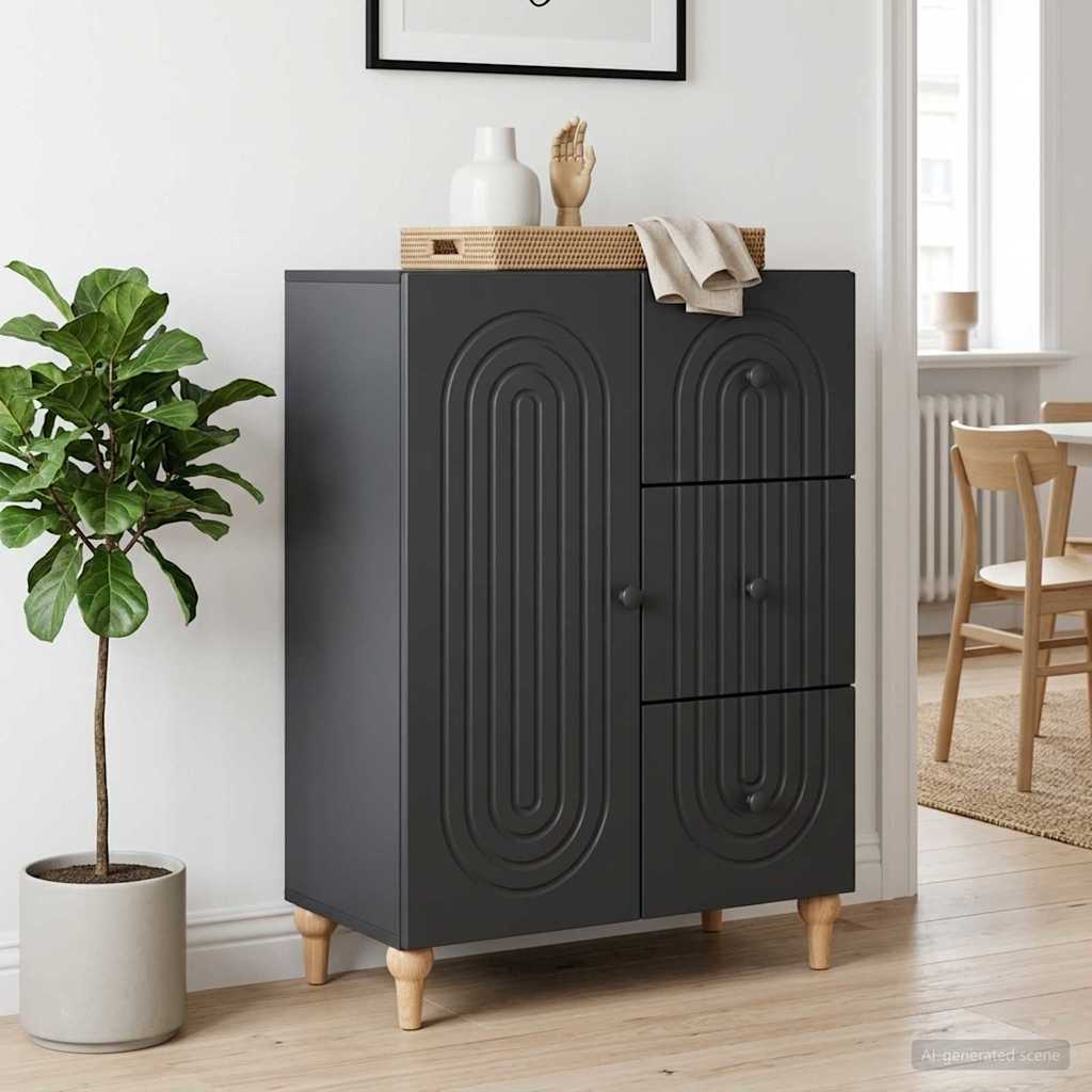 vidaXL Πλαϊνό γραφείο Μαύρο 66 x 34,5 x 90 εκ Επεξεργασμένο Ξύλο