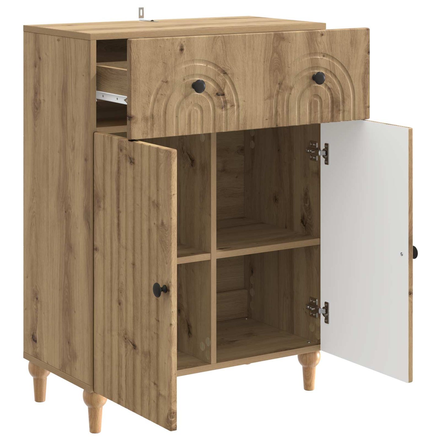 vidaXL Πλαϊνό γραφείο με συρτάρι Artisan Δρυς 66 x 34,5 x 90 εκ