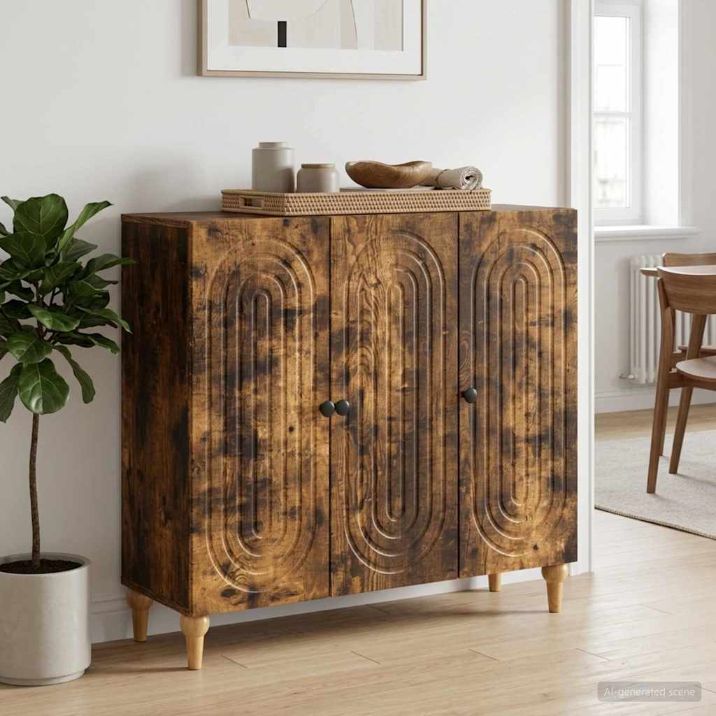 vidaXL Πλαϊνό γραφείο Καπνισμένο Ξύλο Δρυός 89 x 34,5 x 80 εκ