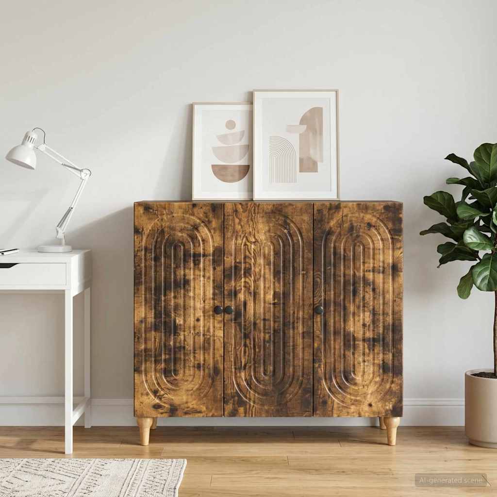 vidaXL Πλαϊνό γραφείο Καπνισμένο Ξύλο Δρυός 89 x 34,5 x 80 εκ