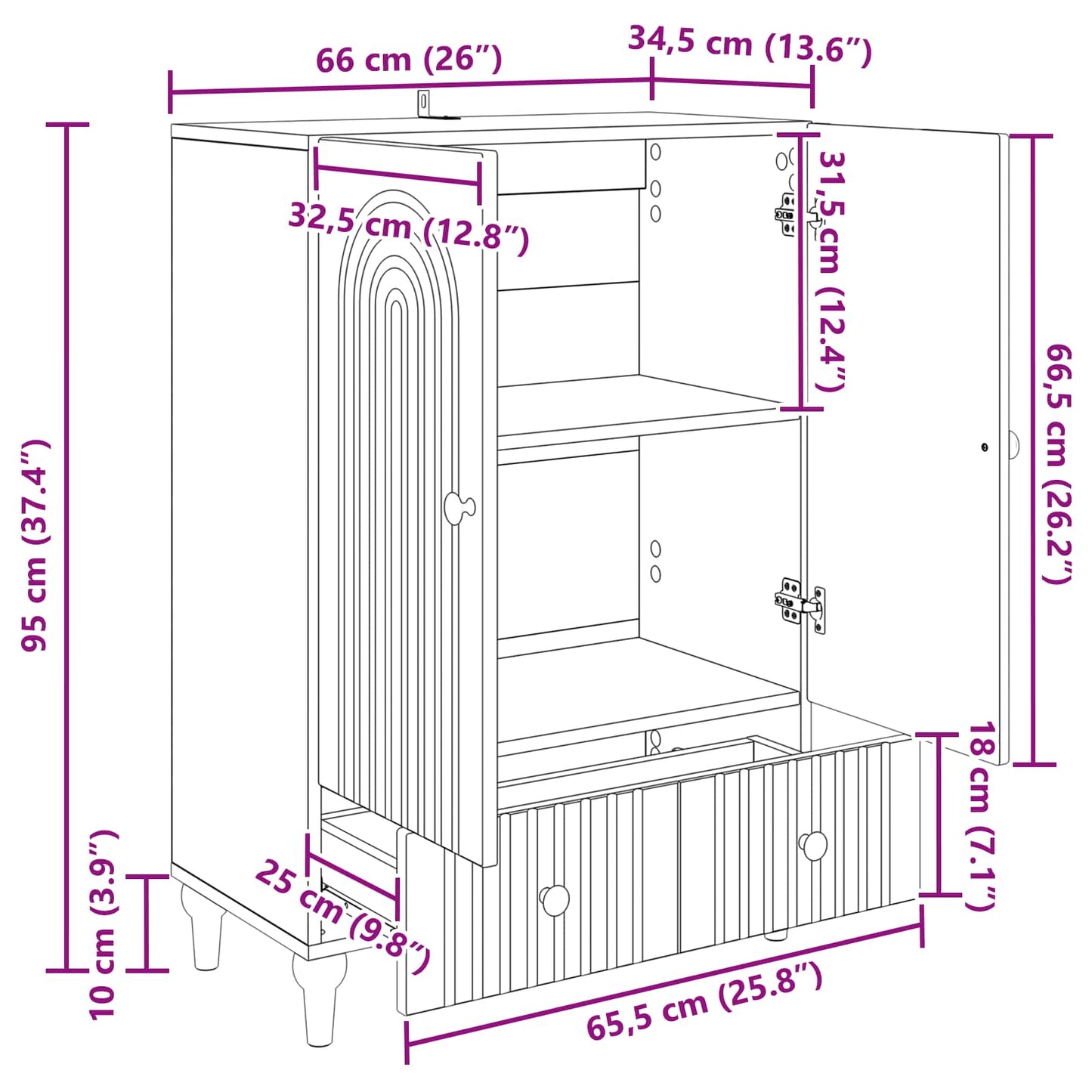 vidaXL Πλαϊνό γραφείο με συρτάρι Γκρι Sonoma 66 x 34,5 x 95 εκ.