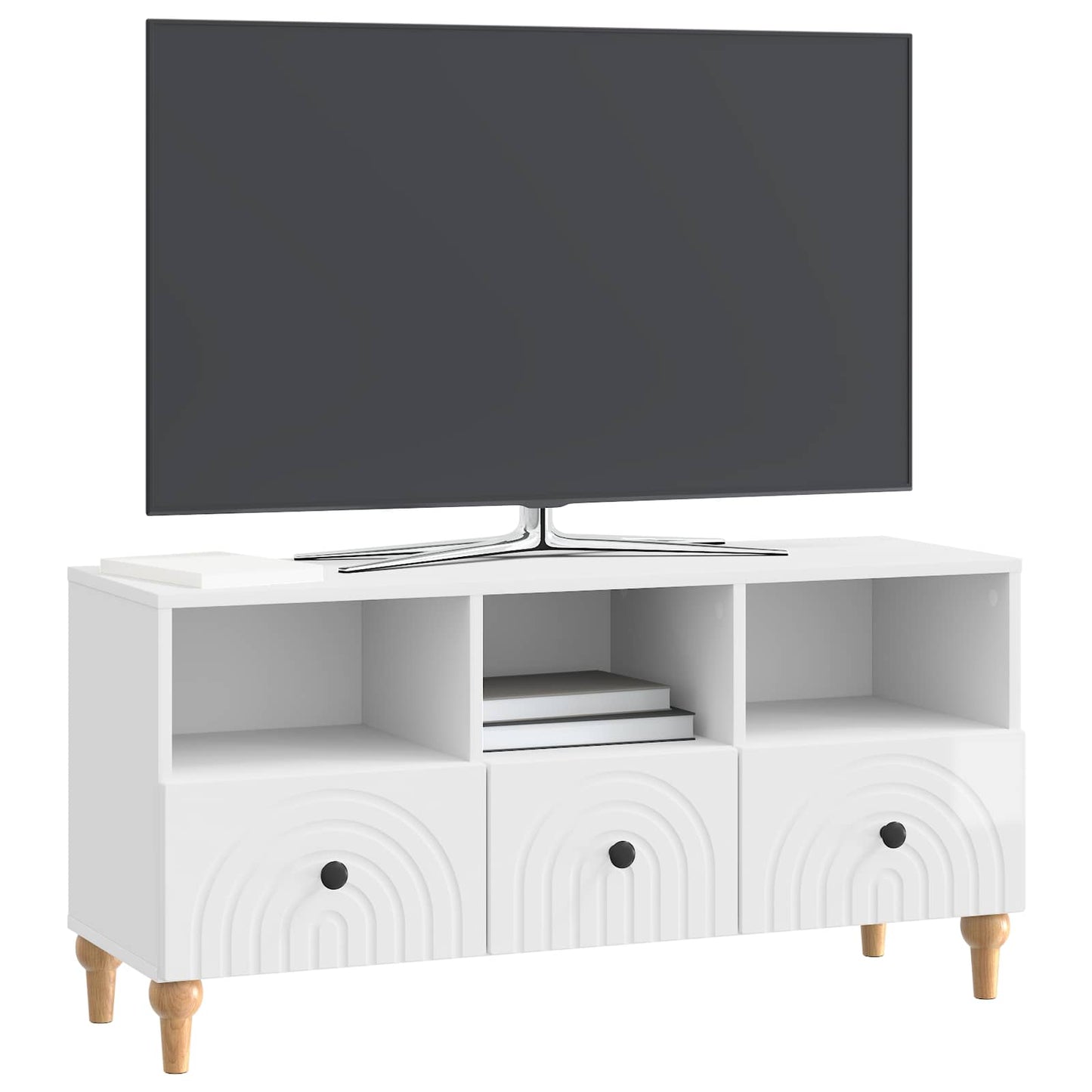 vidaXL Ντουλάπι TV Υψηλής Στιλπνότητας Λευκό 102 x 34,5 x 50 εκ.