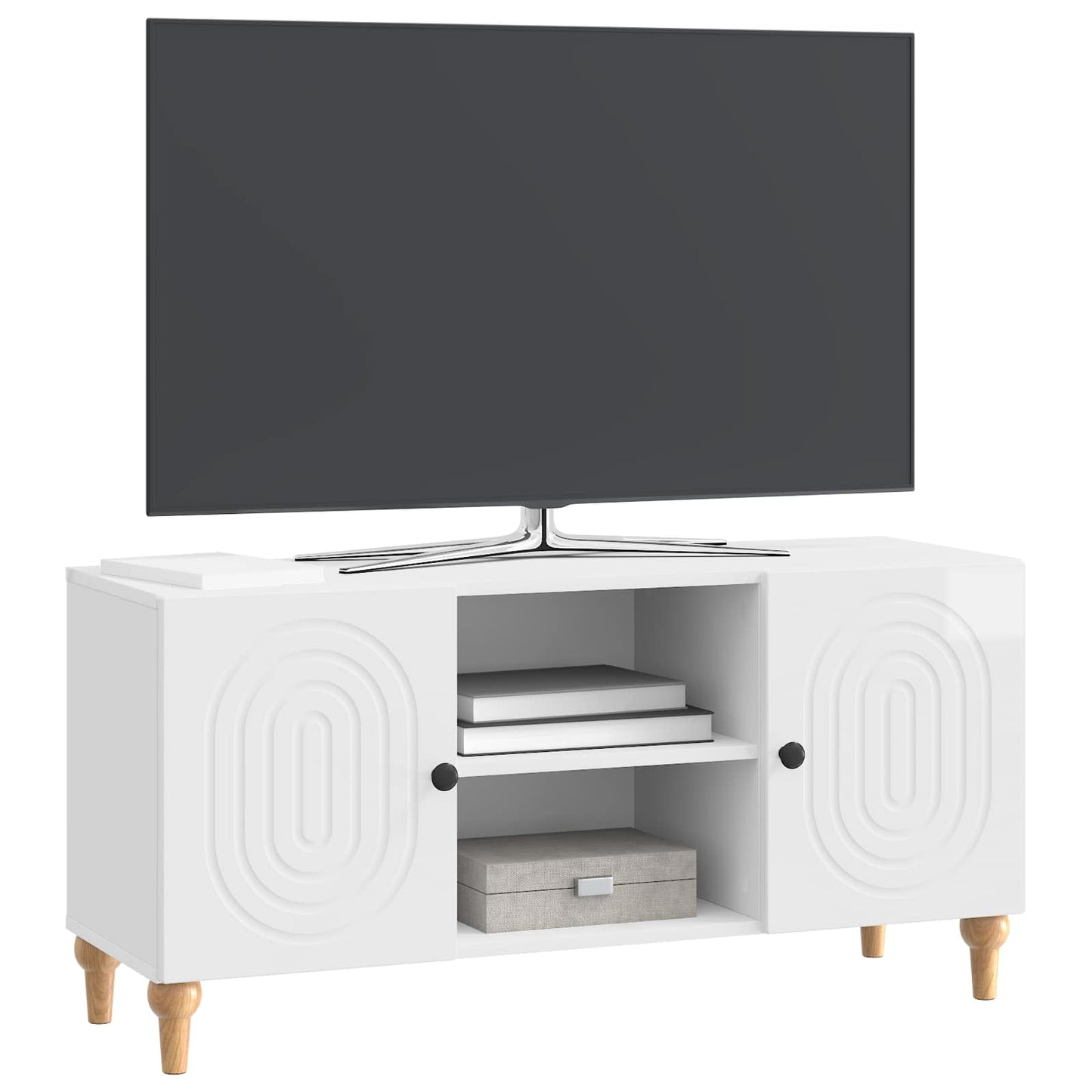 vidaXL Ντουλάπι TV Γυαλιστερό Λευκό 102 x 34,5 x 50 εκ.