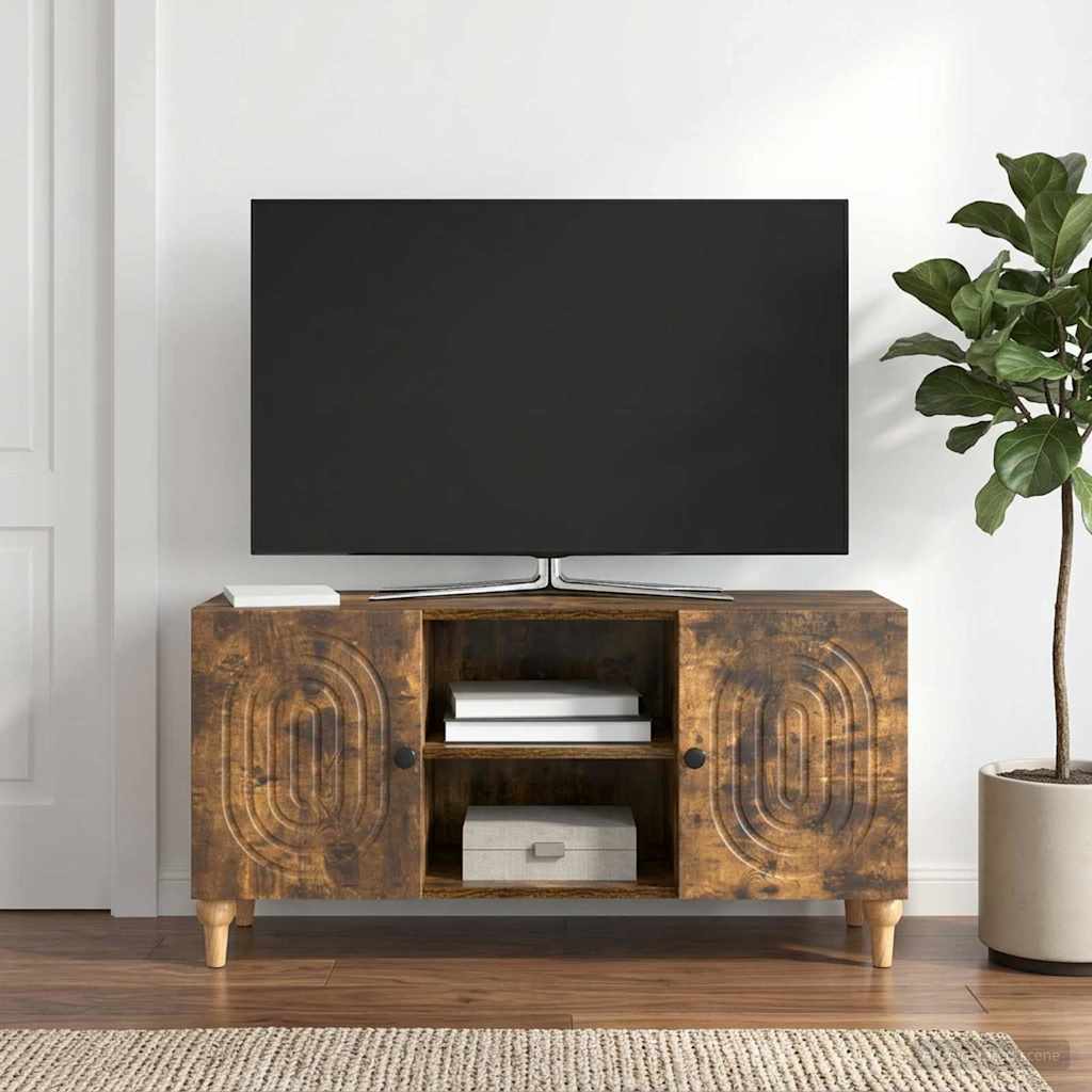vidaXL Ντουλάπι TV Καπνισμένο Ξύλο Δρυός 102 x 34,5 x 50 εκ.